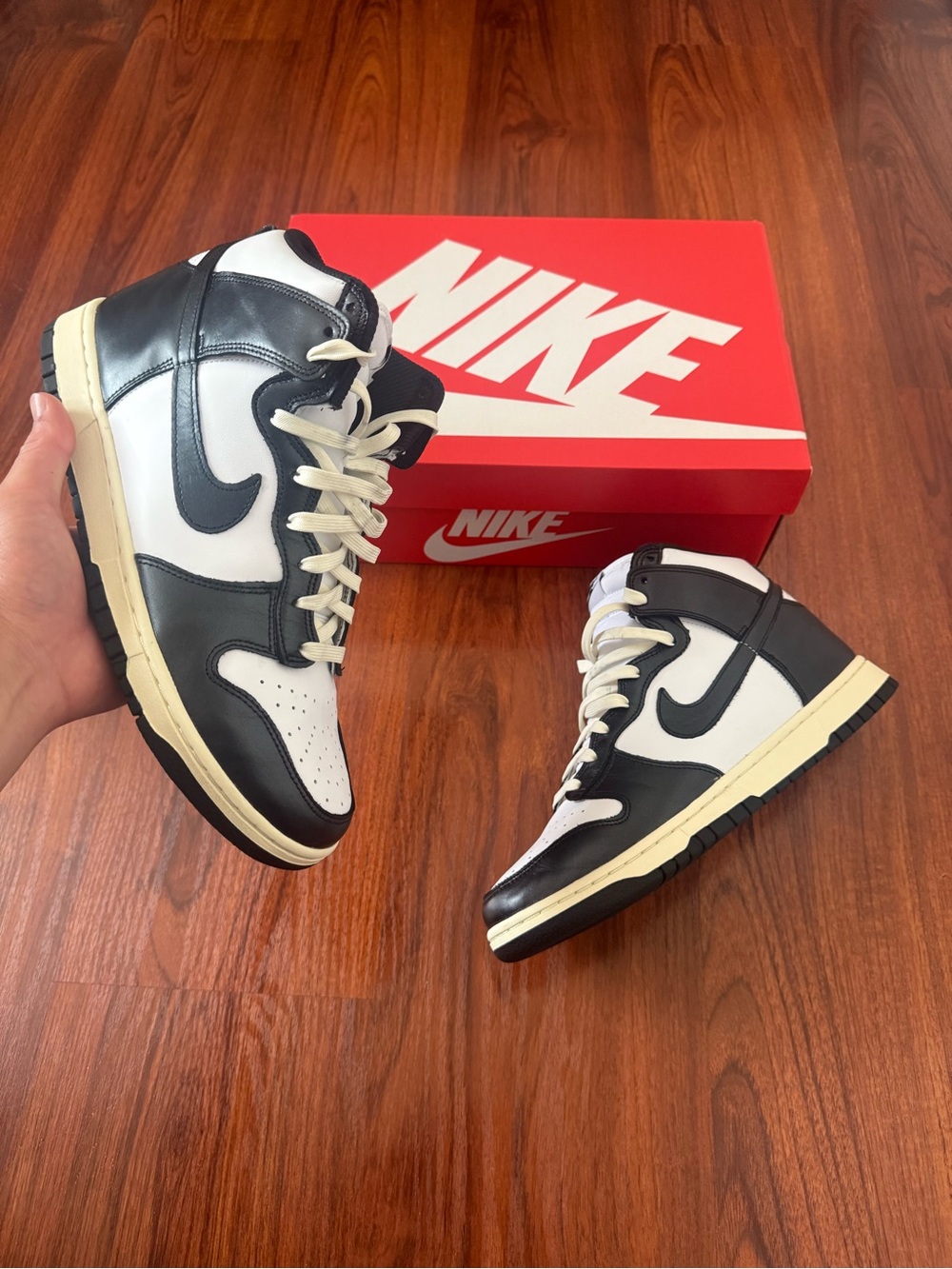Nike High Top Sneakers - Black & White with Cream Sole
